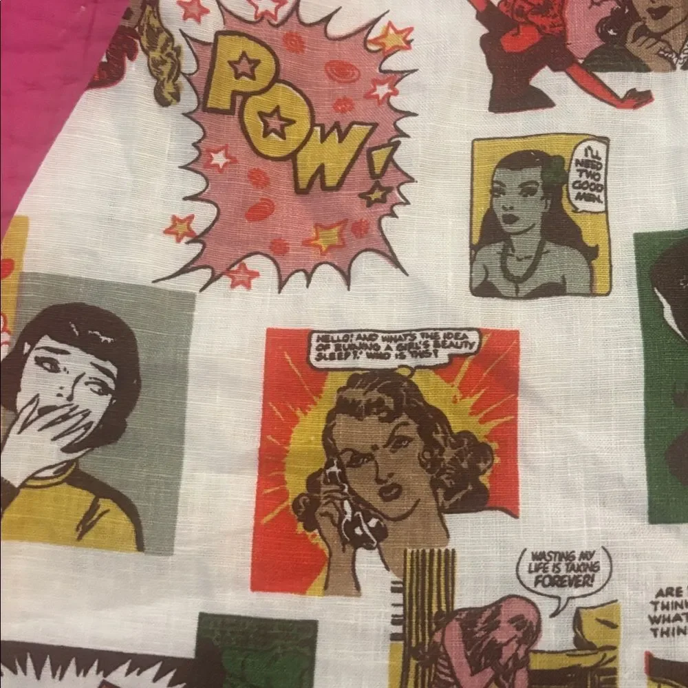 Reformation Comic Print linen Mini Skirt - Multicolor, US4